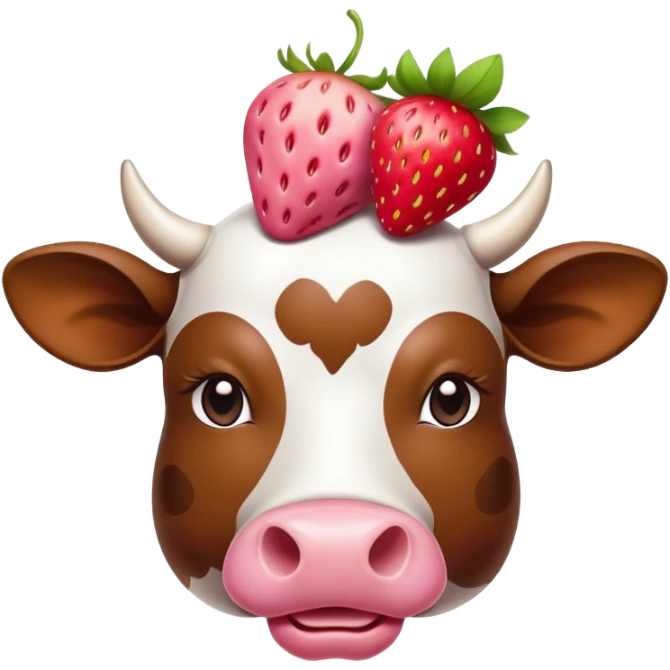 A cow with a strawberry on its head emoji
