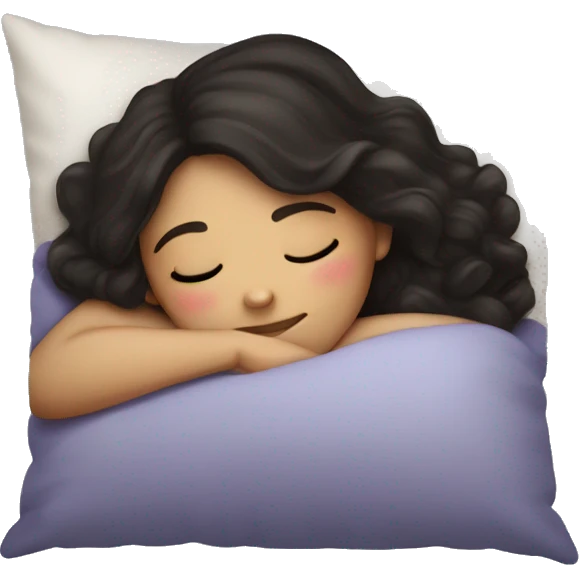 Sleeping girl on pillow dark hair emoji