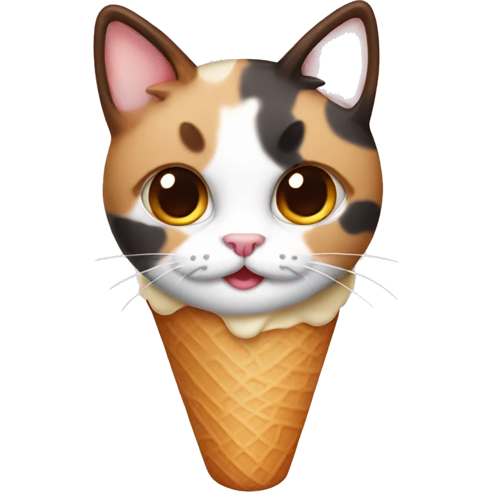 Icecream with calico cat emoji