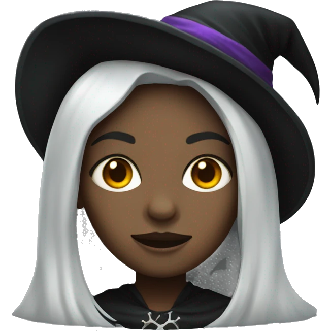 Black Witch girl with skull hat emoji