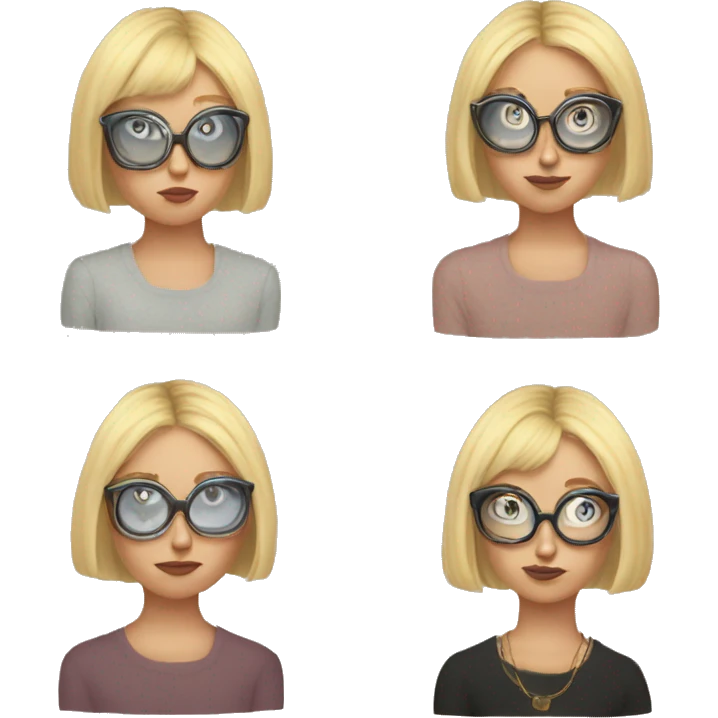 Blonde Bob cut hair weird Karen with circular glasses and tarot cards emoji