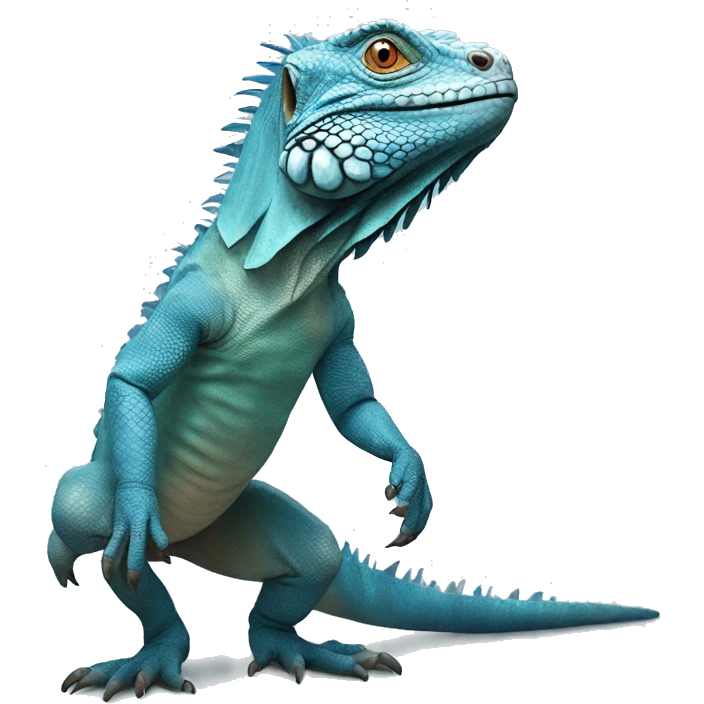 realistic walking blue iguana  emoji