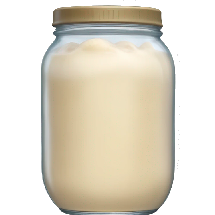 Bubbly Sourdough starter in a jar slightly overflowing down the side, refine emoji