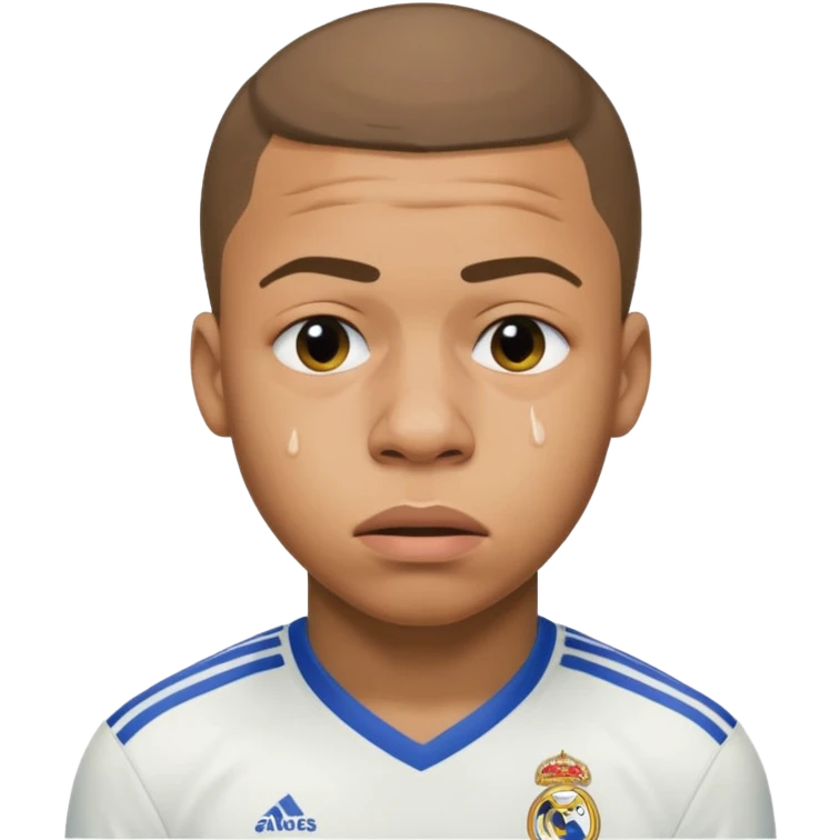 Mbappe crying with réal Madrid jersey on emoji