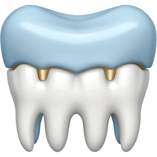 Container inside with dental cap for teeth alignment emoji