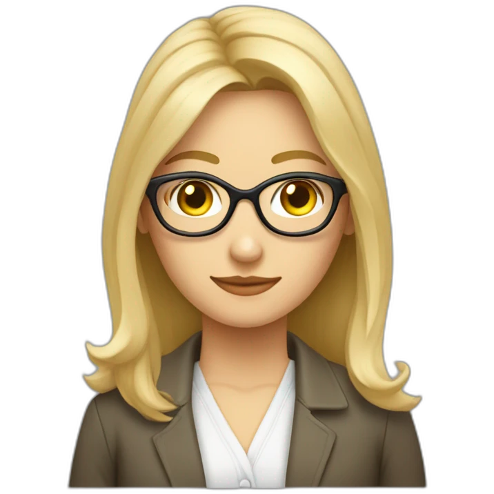 Profesora de matemáticas rubia pelo corto y gafas emoji