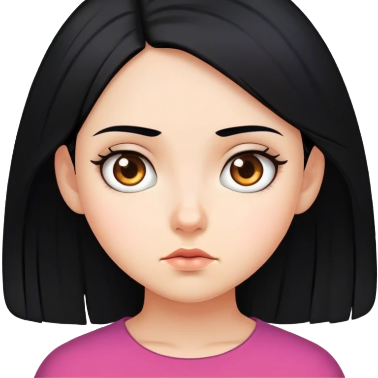 Girl with black hair staring confusedly  emoji