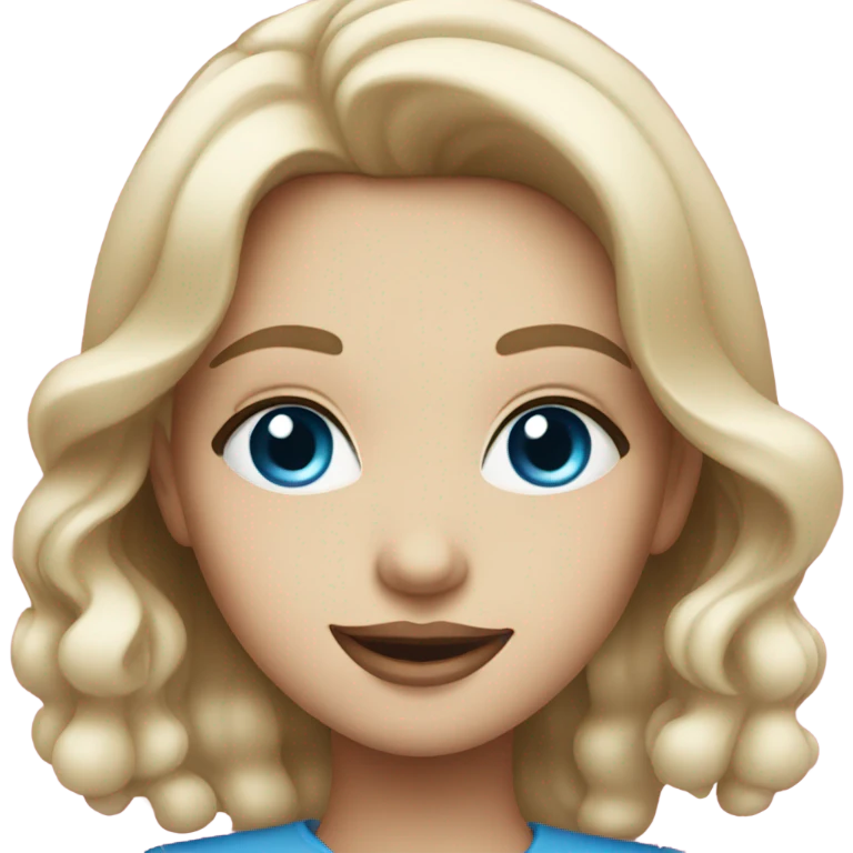 smiling girl with blue eyes and pink lipstick  emoji