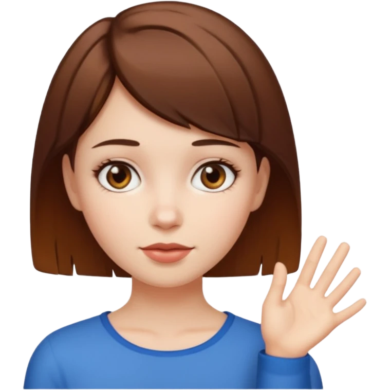 Let her be a girl with white skin and short brown hair with tips up that can be seen  emoji