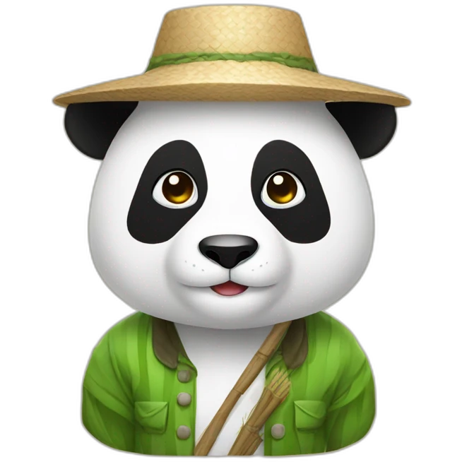 panda with rice farmer hat emoji