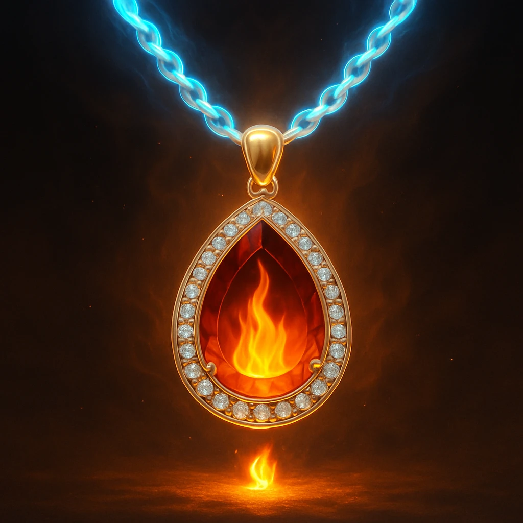 Replace the dark void with a small, powerful flame inside the pendant emoji