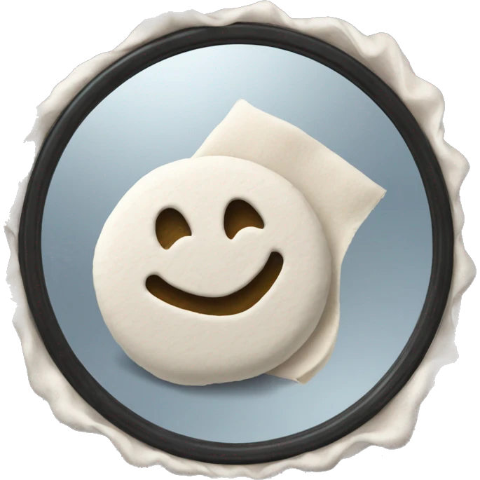 Flour on a mirror and a twisted dollar. emoji