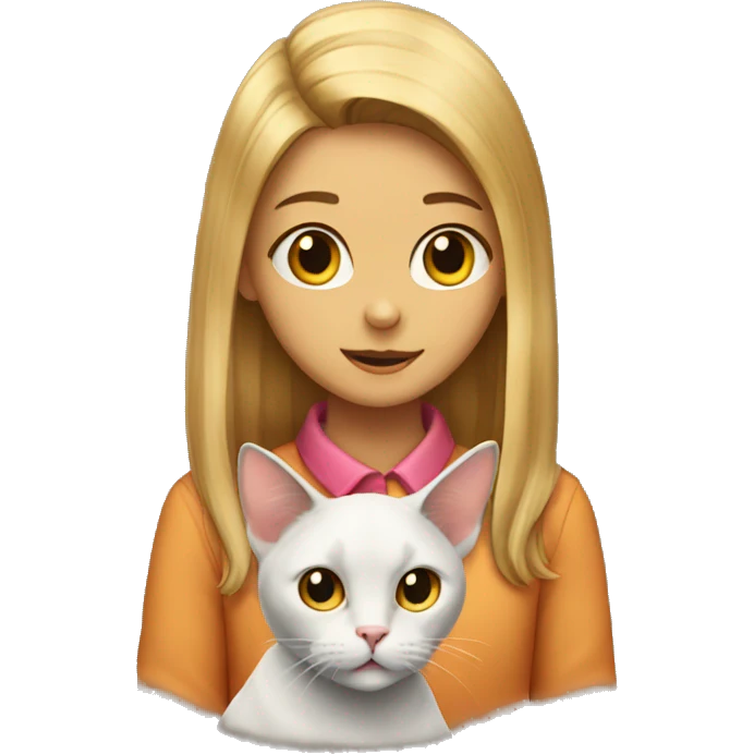 A cat with a girl on a chiar emoji