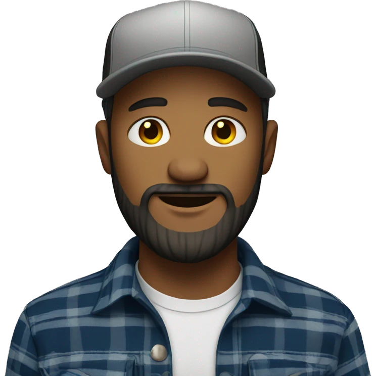 Bearded man with trucker cap and flannel shirt emoji
