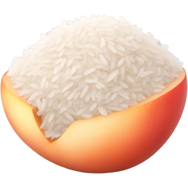 rice in plump red peach emoji