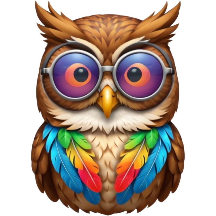 colorful silent owl wearing sunglasses emoji