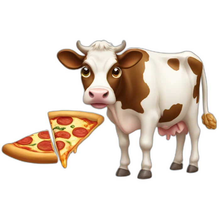 Cow eating pizza emoji