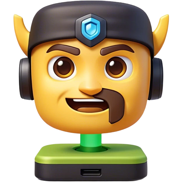 Clash of Clans aesthetic: Cinematic Playful Kinect Sensor Portrait Emoji, rendered in a 3D vector-style similar to standard emojis with minimal shading and bold, simplified shapes. A compact, distinct form with signature details, softly glowing with a modern gaming energy charm. Simplified yet unmistakably iconic, highly detailed and consistent, glowing with a soft radiance and high shine. Stylized with a touch of next-gen innovation and a soft glowing outline, capturing the essence of a beloved gaming relic with a friendly, playful manner! emoji