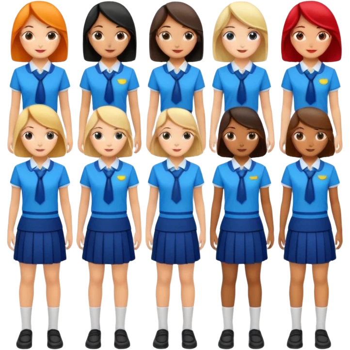 A set of women's school uniforms, no one appears emoji