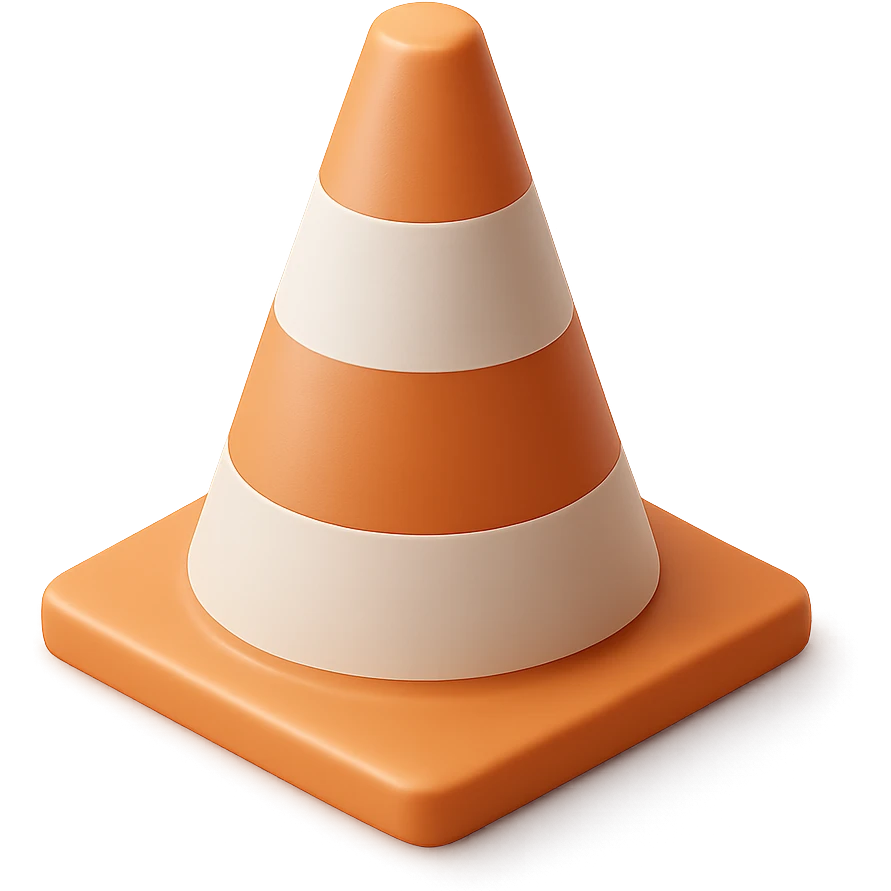 3d style orange cone, matte finish, no text emoji