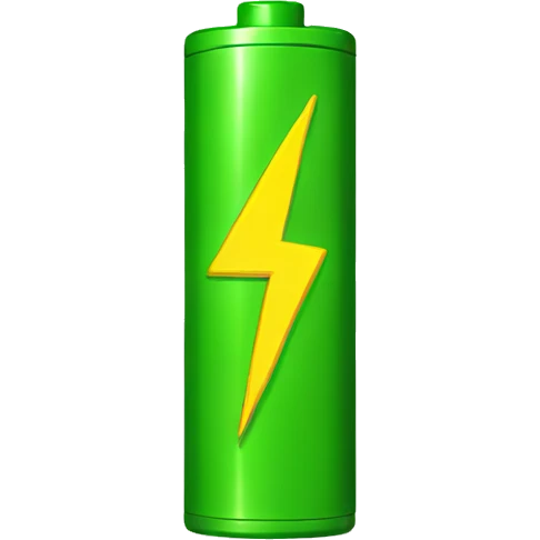 simple vertical green battery with yellow lightning logo on it emoji