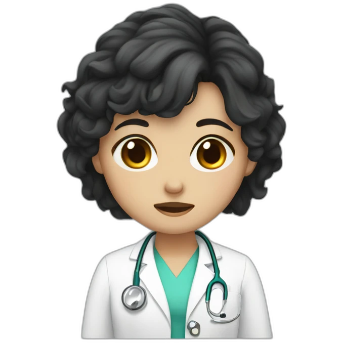 doctor girl dark hair crying tears emoji