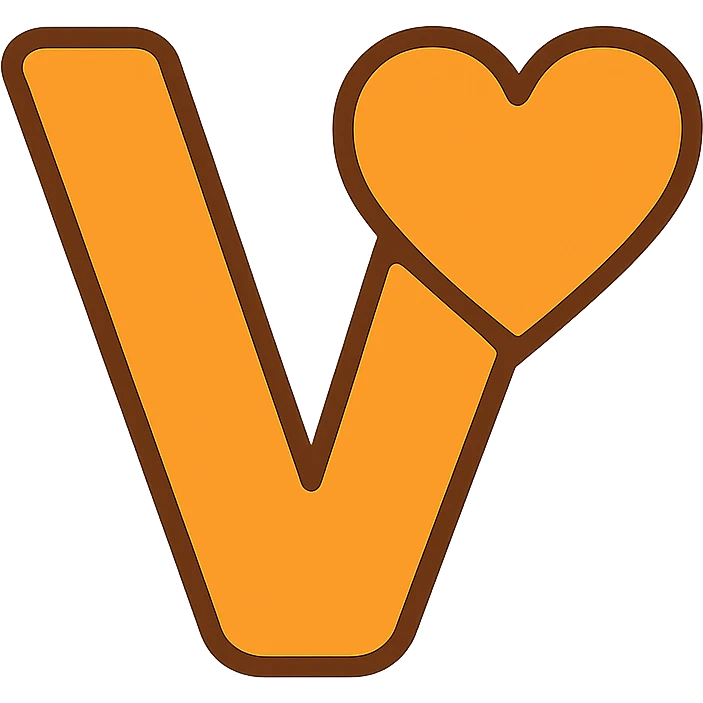 letter V emoji with heart, no background emoji