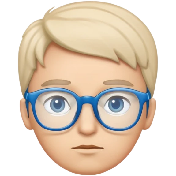 Inquisitive eyes with blue glasses resting on top of them. The face has a curious and thoughtful expression.  emoji