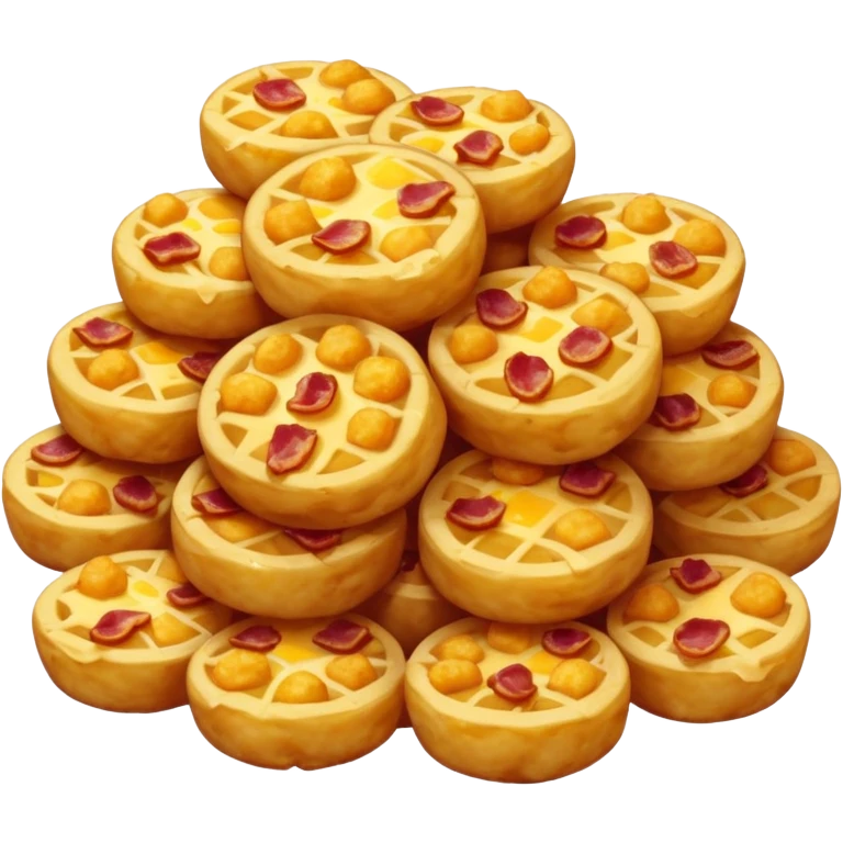 Crispy, coin-shaped tots filled with gooey cheese, savory bacon bits, and fluffy potatoes. emoji