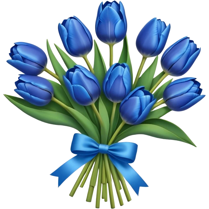 blue tulips with a bow emoji