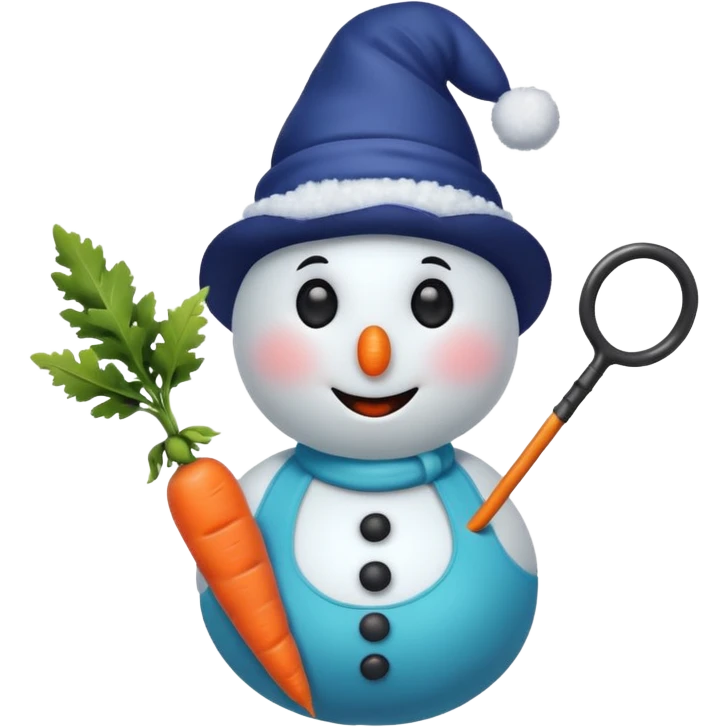 Snowman in a swimsuit and a magic wand in his hands emoji