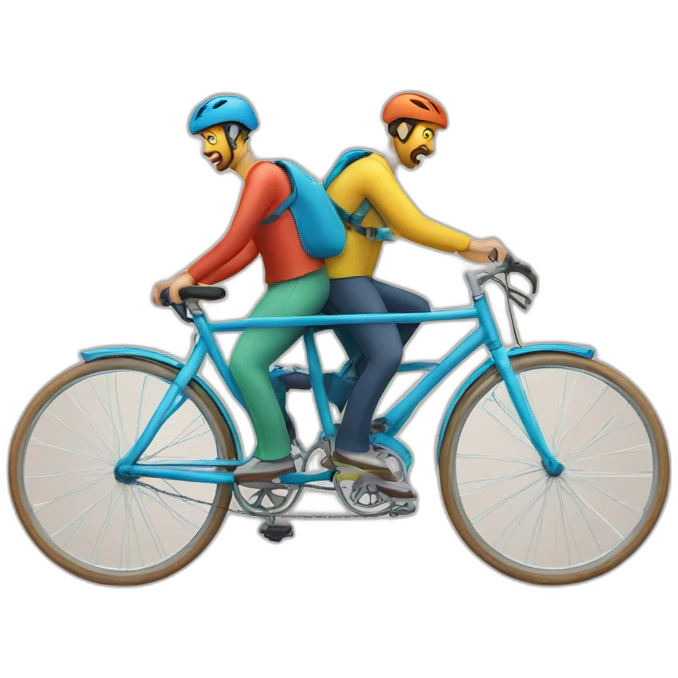 Bicicleta tandem muchos colores emoji