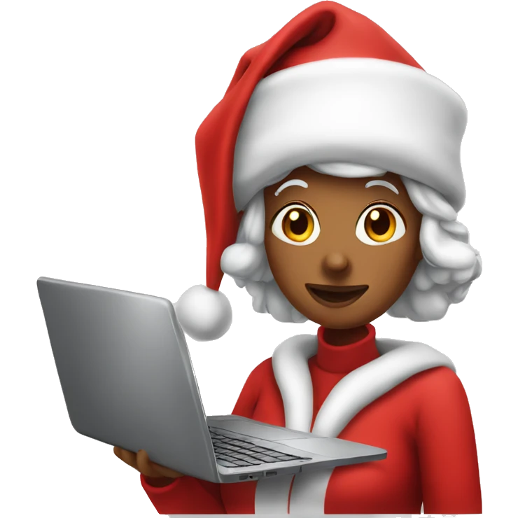 Mrs clause working at laptop emoji