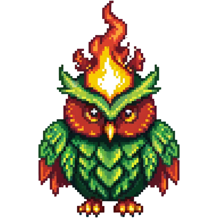 Duolingo green owl mascot with fire flames emoji