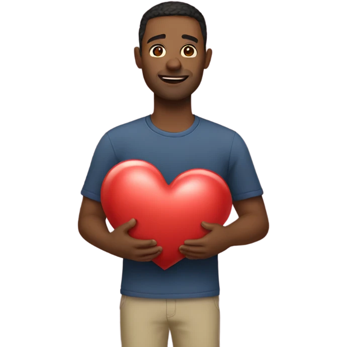 Father holds big heart emoji