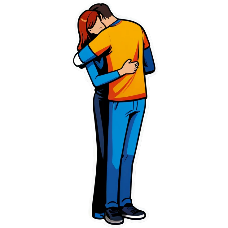 One man supports the back of a standing woman emoji