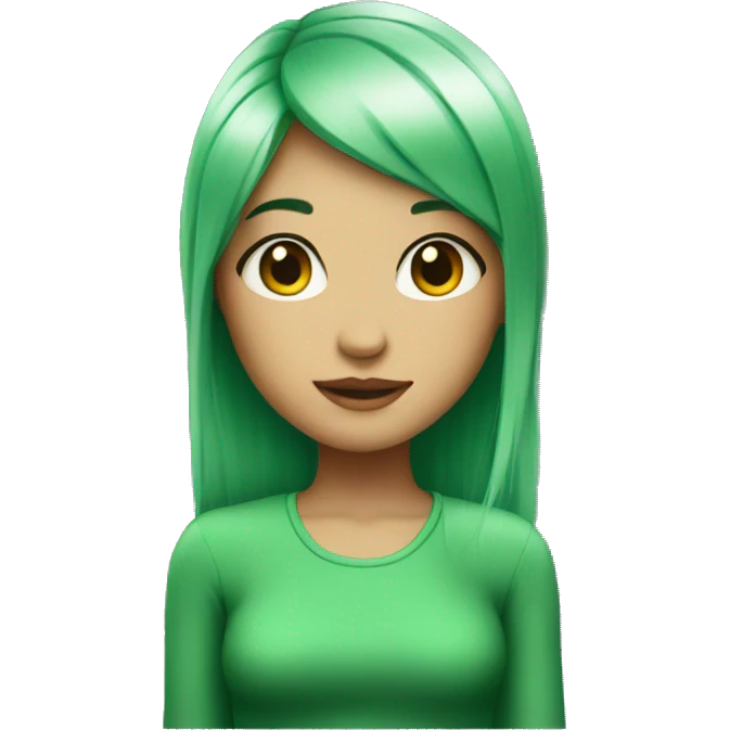 pretty girl with green hair emoji