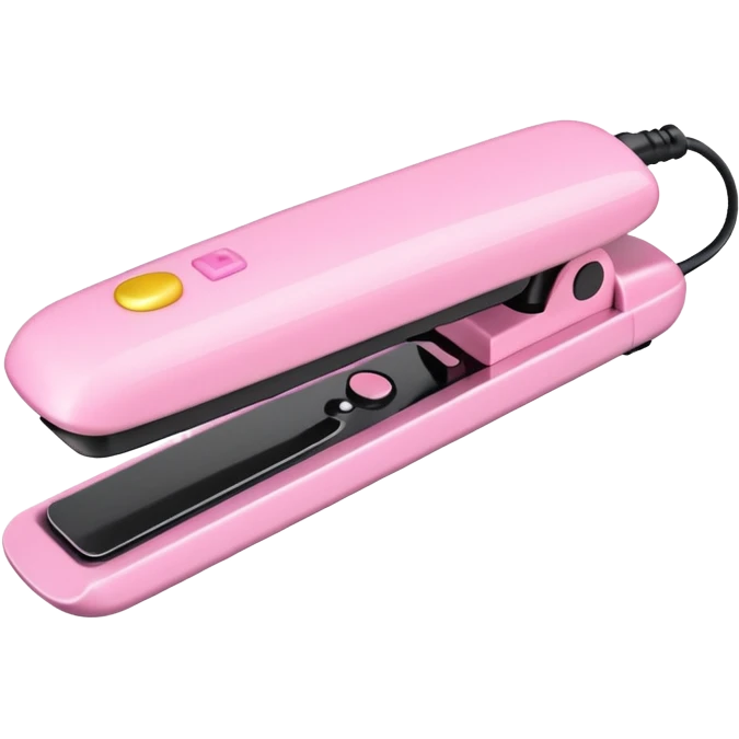 A baby pink  Hair straightener in iOS emoji style, 3D icon, plastic texture, soft reflection, minimalist design. emoji