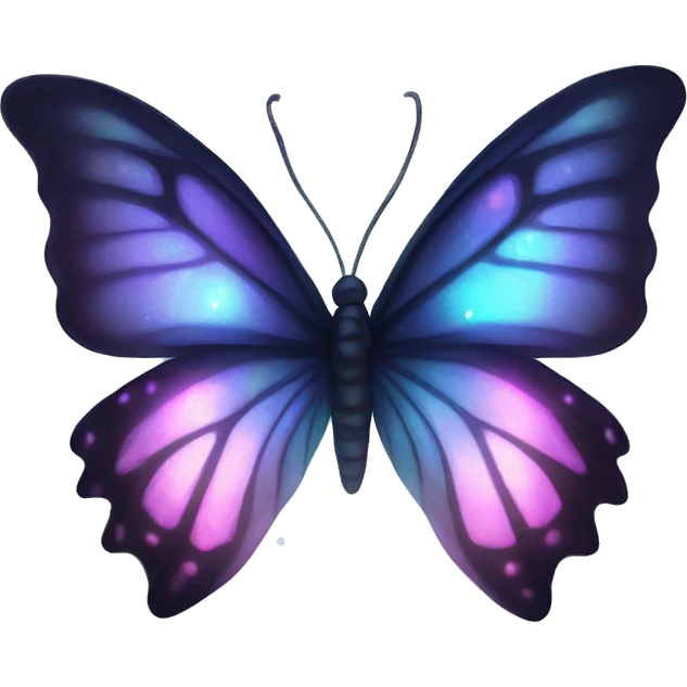 Dark iridescent butterfly glowing emoji