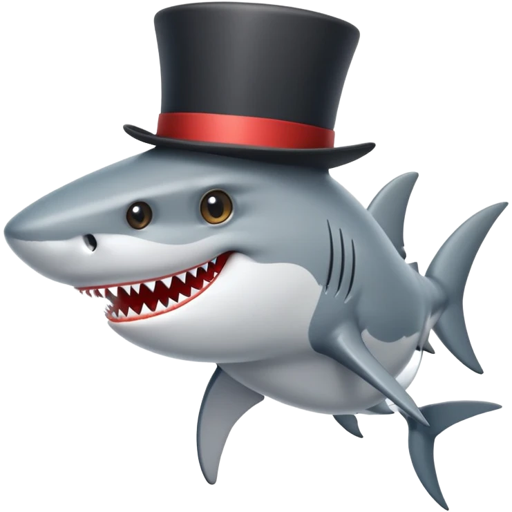 Shark with a top hat emoji