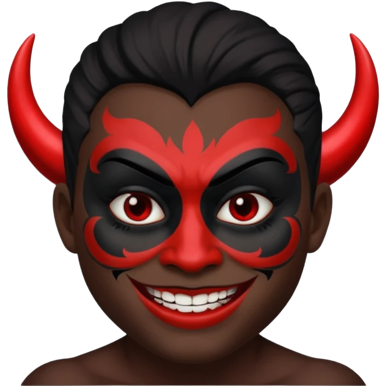 evil person with devilish smile and black face emoji