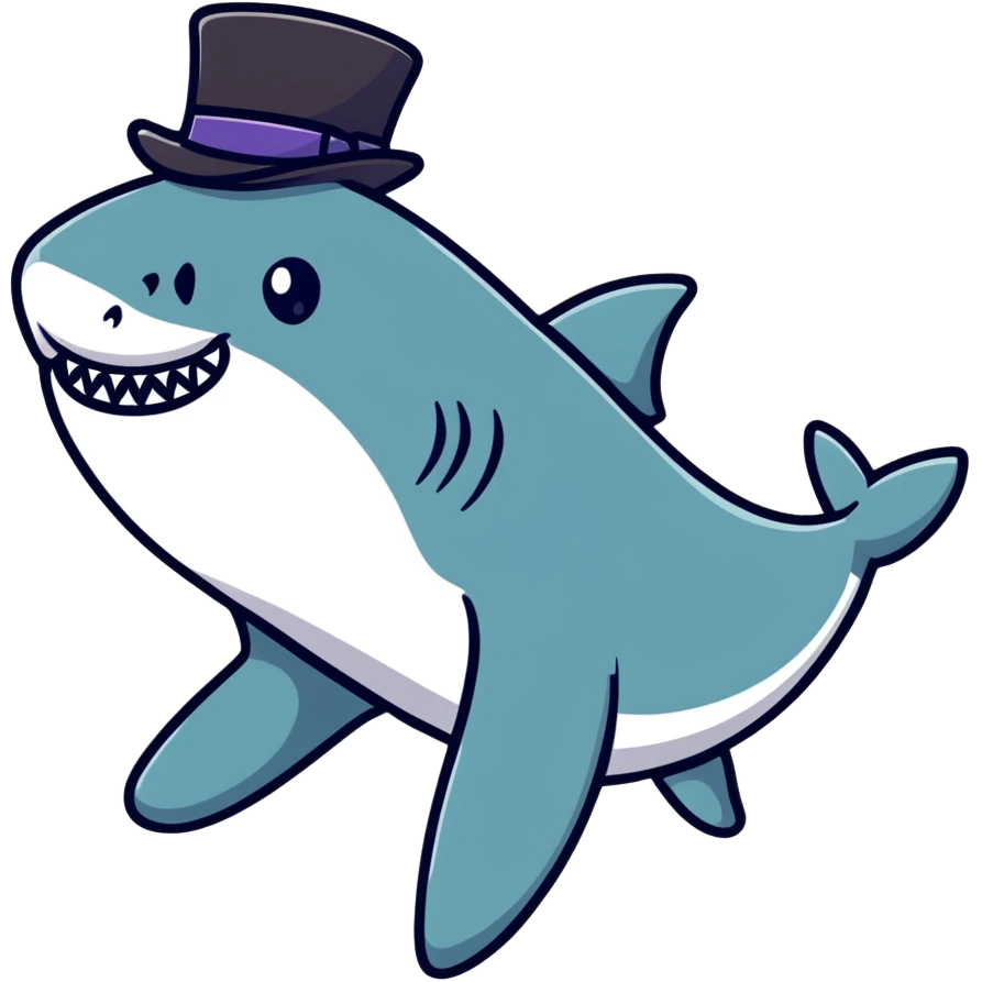 Shark with a top hat emoji