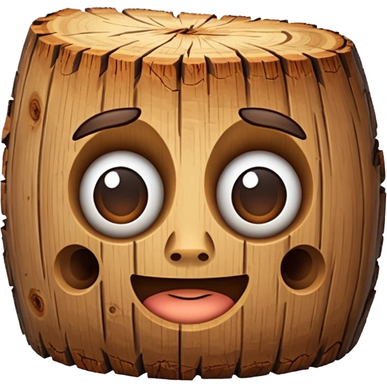 A 🪵 with a face  emoji