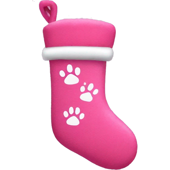 Pink paw print Christmas stocking emoji