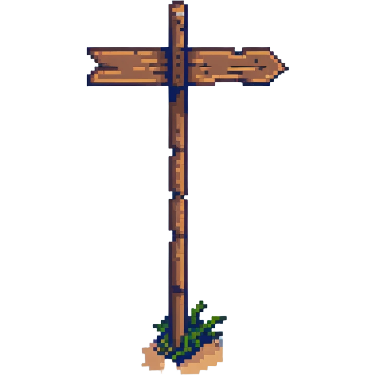 weathered wooden signpost at a forked path emoji
