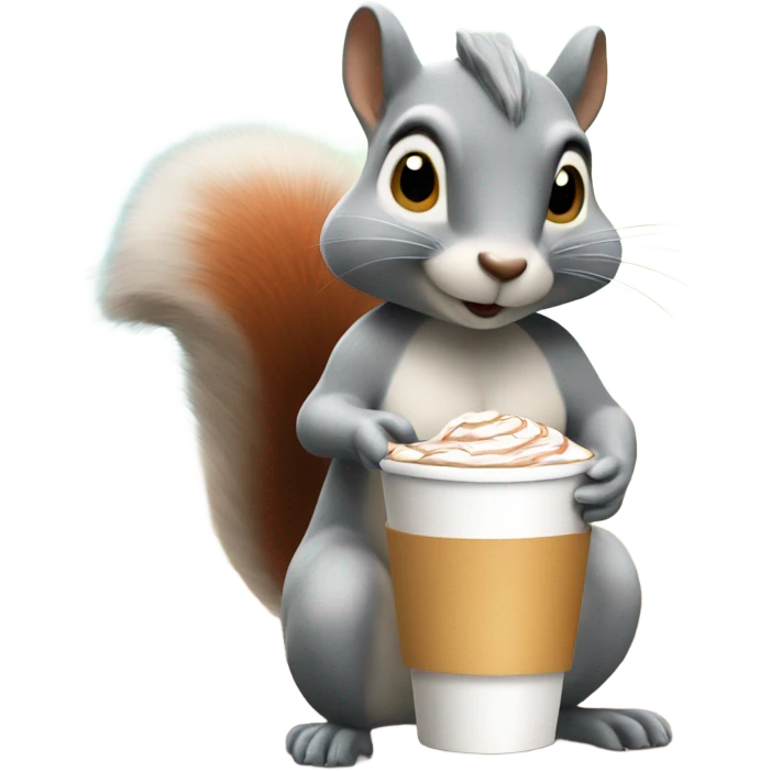 Squirrel wearing a swimsuit, drinking hot chocolate ￼ emoji