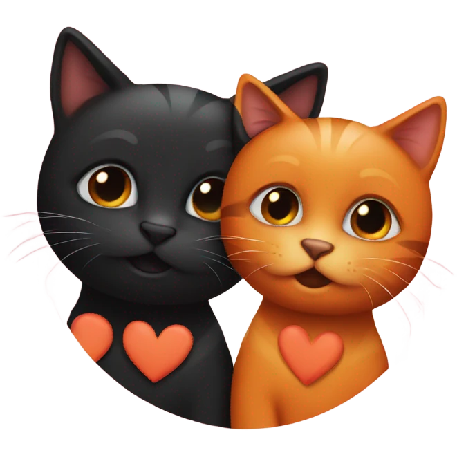 black and orange cats being in love  emoji