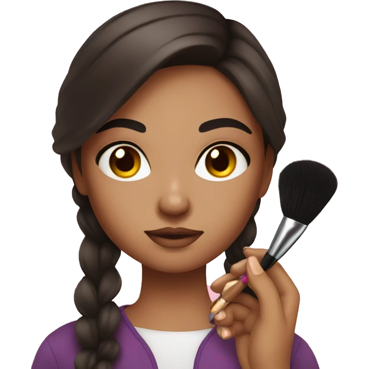 Brunette girl doing makeup emoji