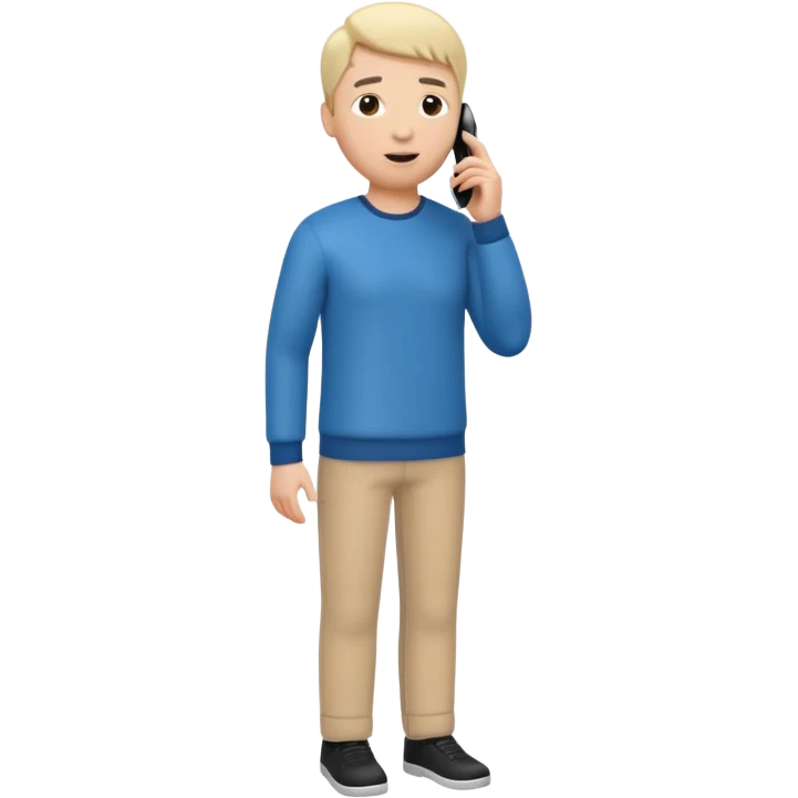 A 3D full body bitmoji talking on mobile with someone emoji
