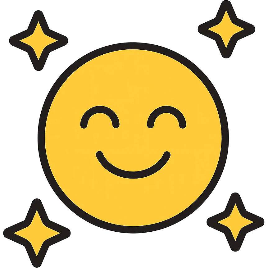 smiling face with smiling eyes and four stars emoji